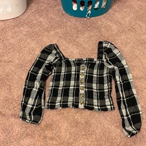 black and white checkered shirt